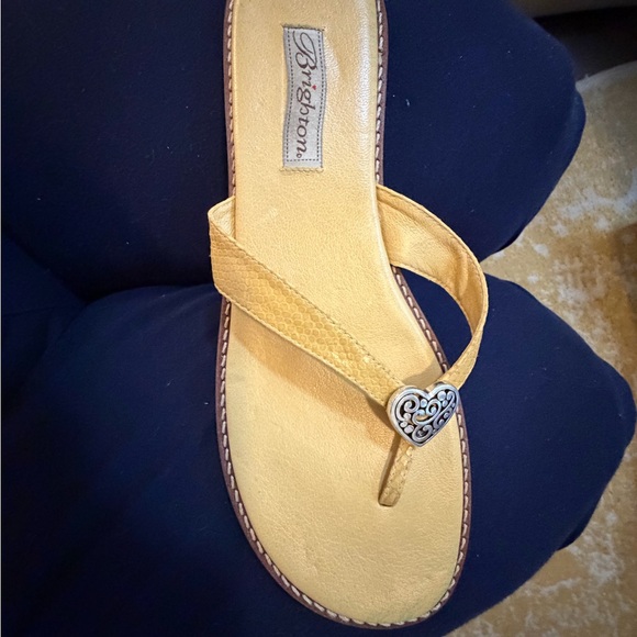 Brighton Yellow leather and snake skin design Sandals Silver Heart size 10M Orla - Picture 4 of 10